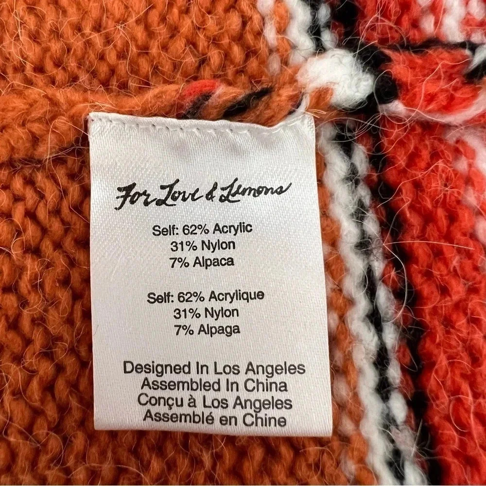 For Love & Lemons Charlie Sweater Orange Striped Oversize Crew Neck Pullover S - Picture 7 of 9